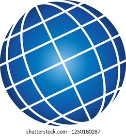 World globe, planet in blue logo