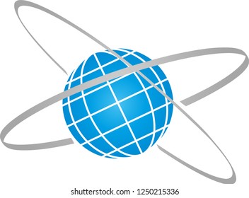World globe, planet and circles logo