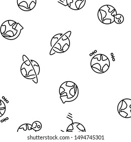 World, Globe, Planet Earth Vector Seamless Pattern Thin Line Illustration