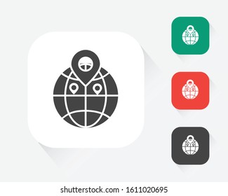 World globe with pointer icon with white background