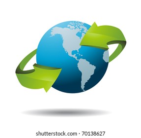 World globe with recycle signs vector