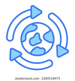 World globe with recycling arrows showing concept icon of eco recycling, easy to use vector