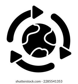 World globe with recycling arrows showing concept icon of eco recycling, easy to use vector