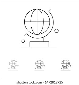 World, Globe, Science Bold and thin black line icon set