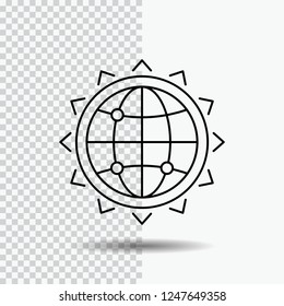 World, globe, SEO, business, optimization Line Icon on Transparent Background. Black Icon Vector Illustration