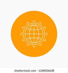 World, globe, SEO, business, optimization White Line Icon in Circle background. vector icon illustration