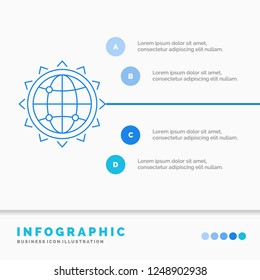 World, globe, SEO, business, optimization Infographics Template for Website and Presentation. Line Blue icon infographic style vector illustration