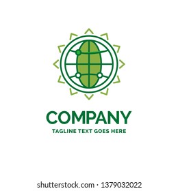 World, globe, SEO, business, optimization Flat Business Logo template. Creative Green Brand Name Design.