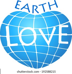 A world globe in the shape of a heart symbol. Concept for loving travel, or loving the world and caring for the environment or similar