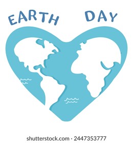 Un globo terráqueo en forma de símbolo de corazón. Concepto para amar los viajes, o amar el mundo y el Día de la Tierra. Estilo plano. Vector