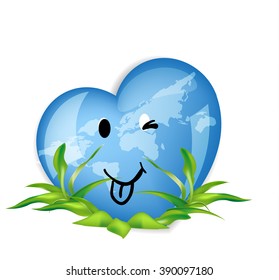  world globe in the shape of  heart symbol. 