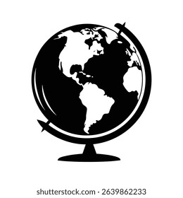 : World Globe Silhouette Vector Illustration A Simple, Elegant Icon for Global Concepts, Travel, and Education
