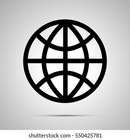 World globe simple black icon with shadow