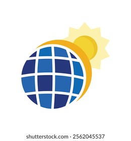 world globe solar icon .Sun and Radiation .Art and Illustrator .in white background .World .green energy .eco friendly 