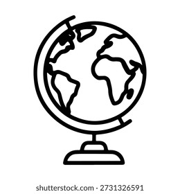 World Globe Stand Line Icon Geography Education Symbol