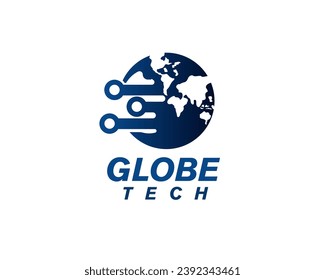 world globe tech connect logo icon symbol design template illustration inspiration