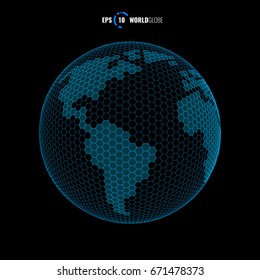 World Globe Template 3D. Modern Sci Fi Futuristic Vector illustration Concept