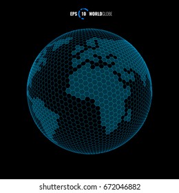 World Globe Template 3D. Modern Sci Fi Futuristic Vector illustration Concept