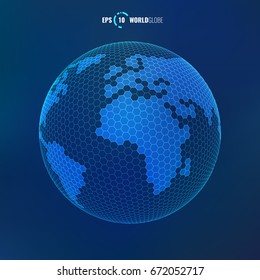 World Globe Template 3D. Modern Sci Fi Futuristic Vector illustration Concept