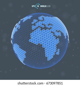 World Globe Template 3D. Modern Sci Fi Futuristic Vector illustration Concept