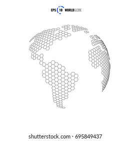 World Globe Template 3D. Modern Sci Fi Futuristic Vector illustration Concept