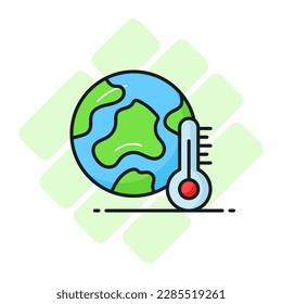 World globe with thermometer showing concept icon of global warming, world earth day vector for awareness