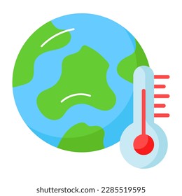 World globe with thermometer showing concept icon of global warming, world earth day vector for awareness