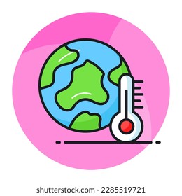 World globe with thermometer showing concept icon of global warming, world earth day vector for awareness