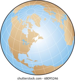 World globe vector focusing on north america