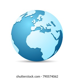 World Globe Vector Icon Europe And Africa Blue Map Famous Continents in the World