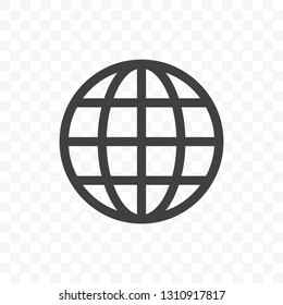 World globe vector icon. Language change mobile app and web site interface element