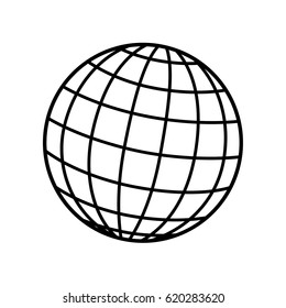 World / globe vector icon logo. 3D Sphere. Wireframe.