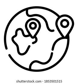 world globe vector icon thin line style for Web and Mobile.