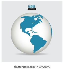 World globe, vector illustration.