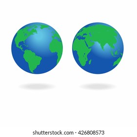 World Globe Vector Illustration. Southern Hemisphere. North Hemisphere