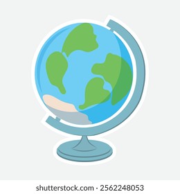 World Globe Vector Illustration Sticker. Vector sticker of a world globe. Ideal for geography, education, and travel-themed designs