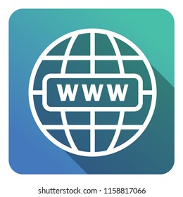 World, globe, website icon, flat design website vector illustration. Holographic gradient.