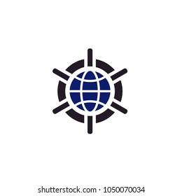 World Globe Wheel Compass / Vault Global Business logo design 