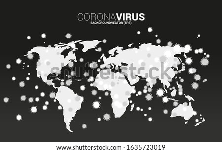 World Globe in wuhan virus  shape and  particle of  Corona virus background. Concept for flu sickness and illness.