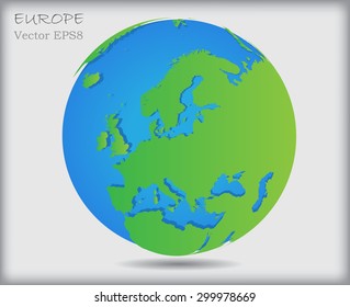 World globe.Earth globe icon with map of Europe.Vector illustration.