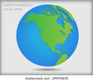 World globe.Earth globe icon with map of North America.Vector illustration.