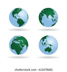 World globes set vector illustration.