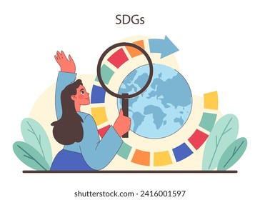 World goals spotlight set. An enthusiastic exploration of global ambitions. Focusing on collective targets through the lens of progress. Unity in diversity for a thriving planet.