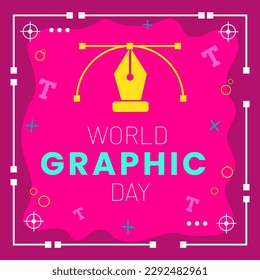 World Graphics Day, editable vector illustration, social media template