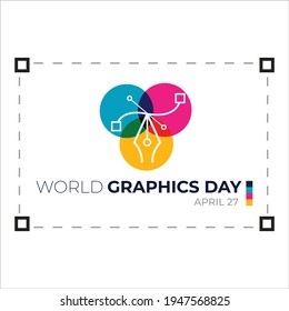 World Graphics Day Font Design with multi-colour shade vector, card, poster design. Creative Pen design, Standard illustration for the special day with multi-colour and digital font.