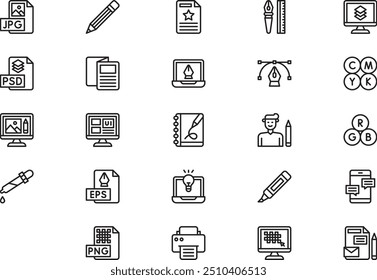 World graphics day  icons collection is a vector illustration with editable stroke.