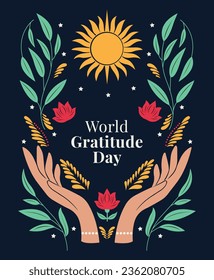 Día Mundial de la Gratitud, Día de Acción de Gracias, celebración, Gracias, Vector, ilustración, Salud Mental, Voluntario, Caridad, Volante, Creativo, Gracia, Dios, Jesús