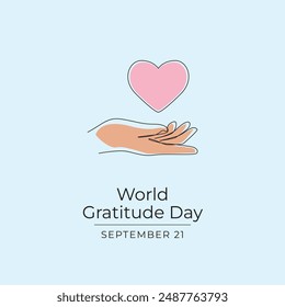 World Gratitude Day vector design template good for celebration usage. Continuous line drawing. eps 10.