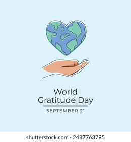 World Gratitude Day vector design template good for celebration usage. Continuous line drawing. eps 10.