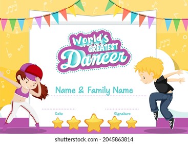 World greatest dancer certificate template illustration